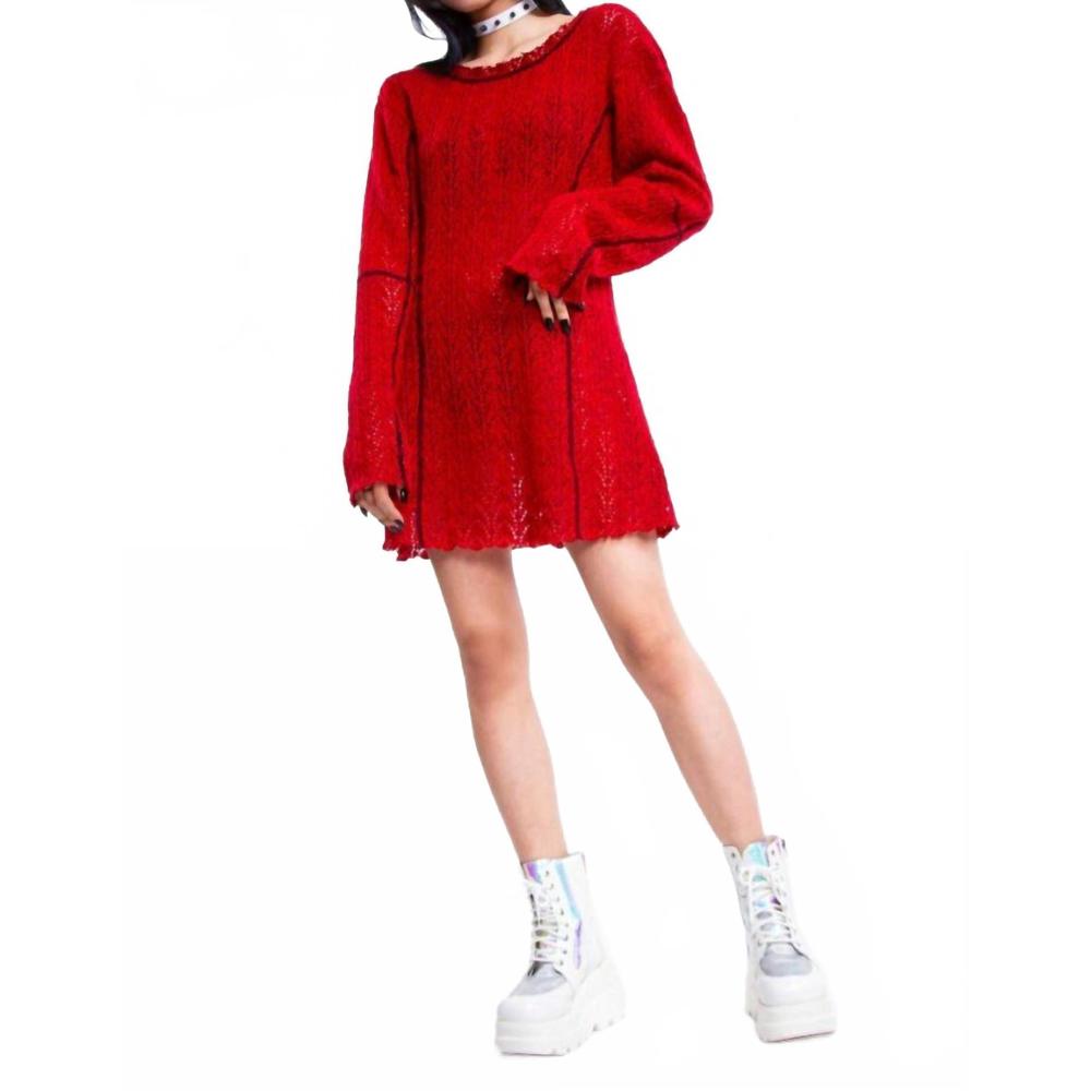 NEW WESTERN F.A.S.H.I.O.N punk knit red long sweater dress in red
